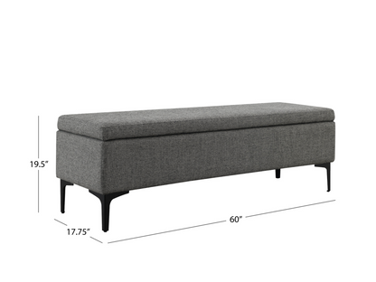 Evella Upholstered Storage Bench - Gray - Queen