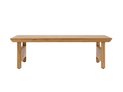 Santino® Outdoor Sofa & Coffee Table Collection - White Fabric with Teak Frame