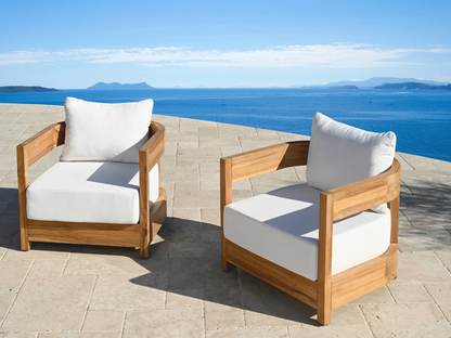 Santino® Outdoor Armchair - White Fabric with Teak Frame