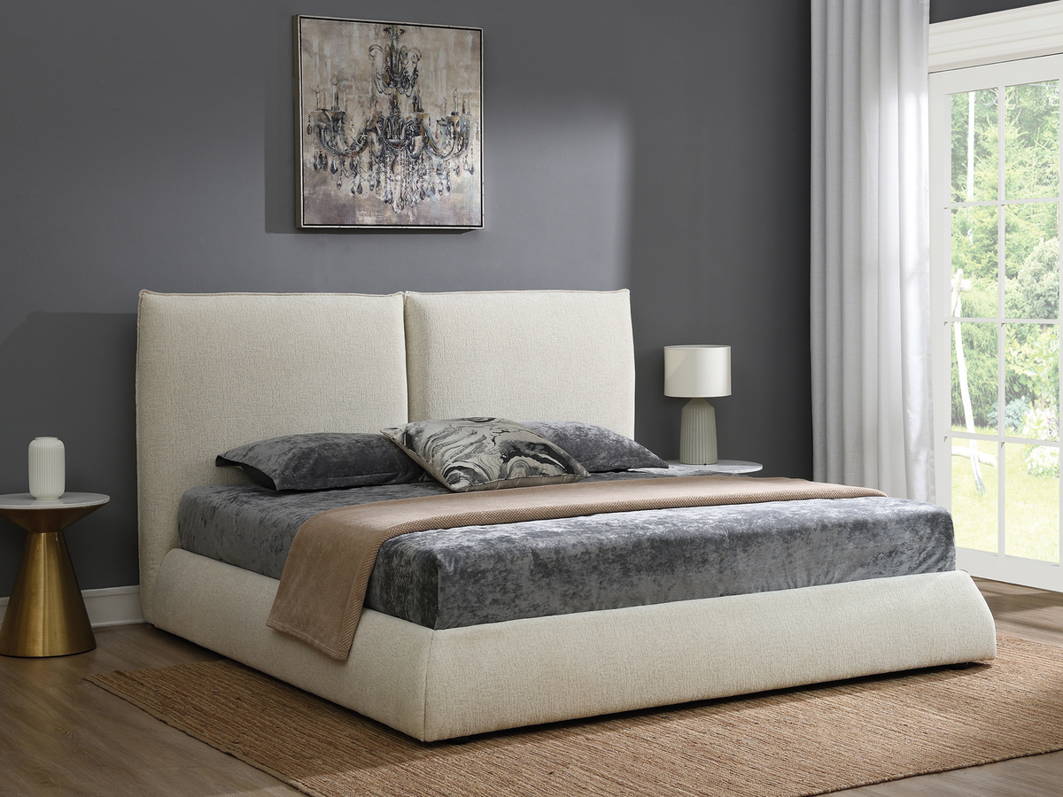 Elsen Upholstered Bed - Ivory - King