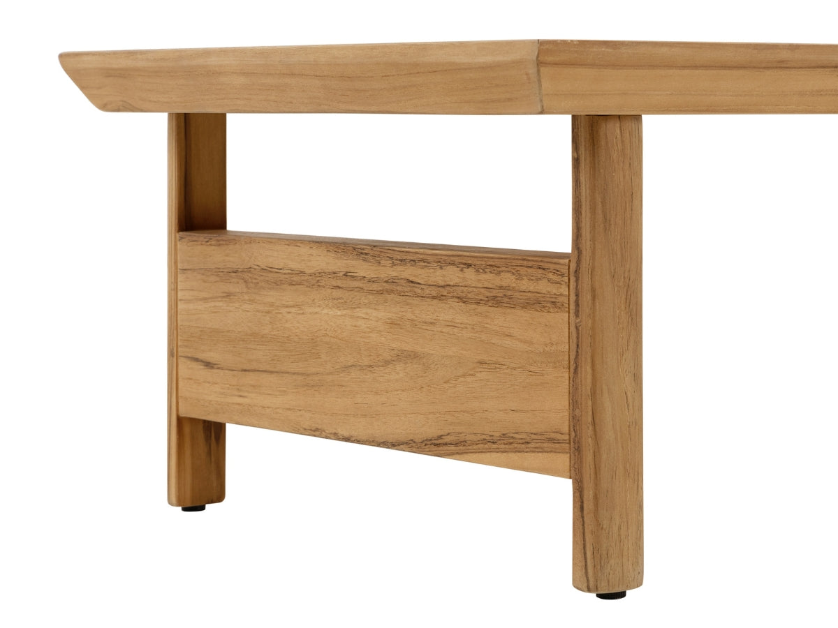 Santino® Outdoor Sofa & Coffee Table Collection - White Fabric with Teak Frame