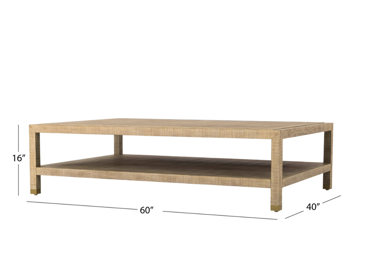 Bacara Modern Classic Wood Brushed Coffee Table 60' - Natural