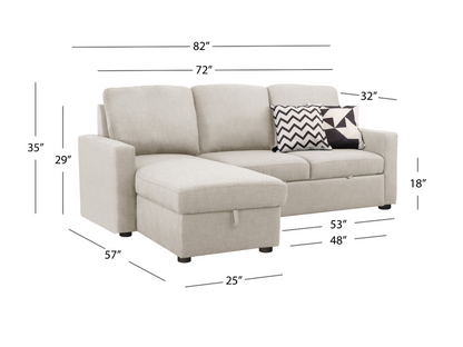 Newton Reversible Storage Sofa Bed Sectional - Beige