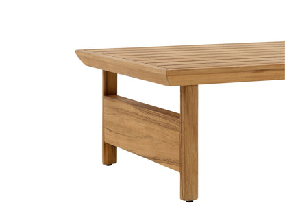 Santino® Outdoor Sofa & Coffee Table Collection - White Fabric with Teak Frame