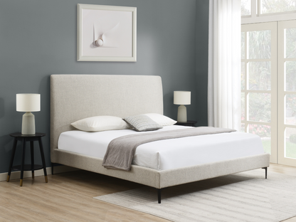 Evella Upholstered Bed - Cream - Queen