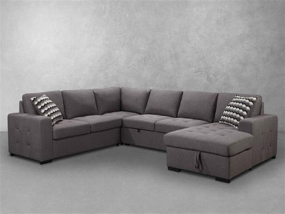 Jameson 6-pc Fabric Storage Sectional with Pullout Bed - Gray
