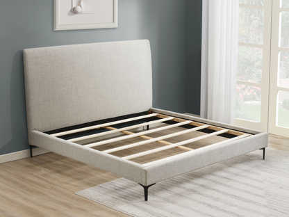 Evella Upholstered Bed - Cream - Queen