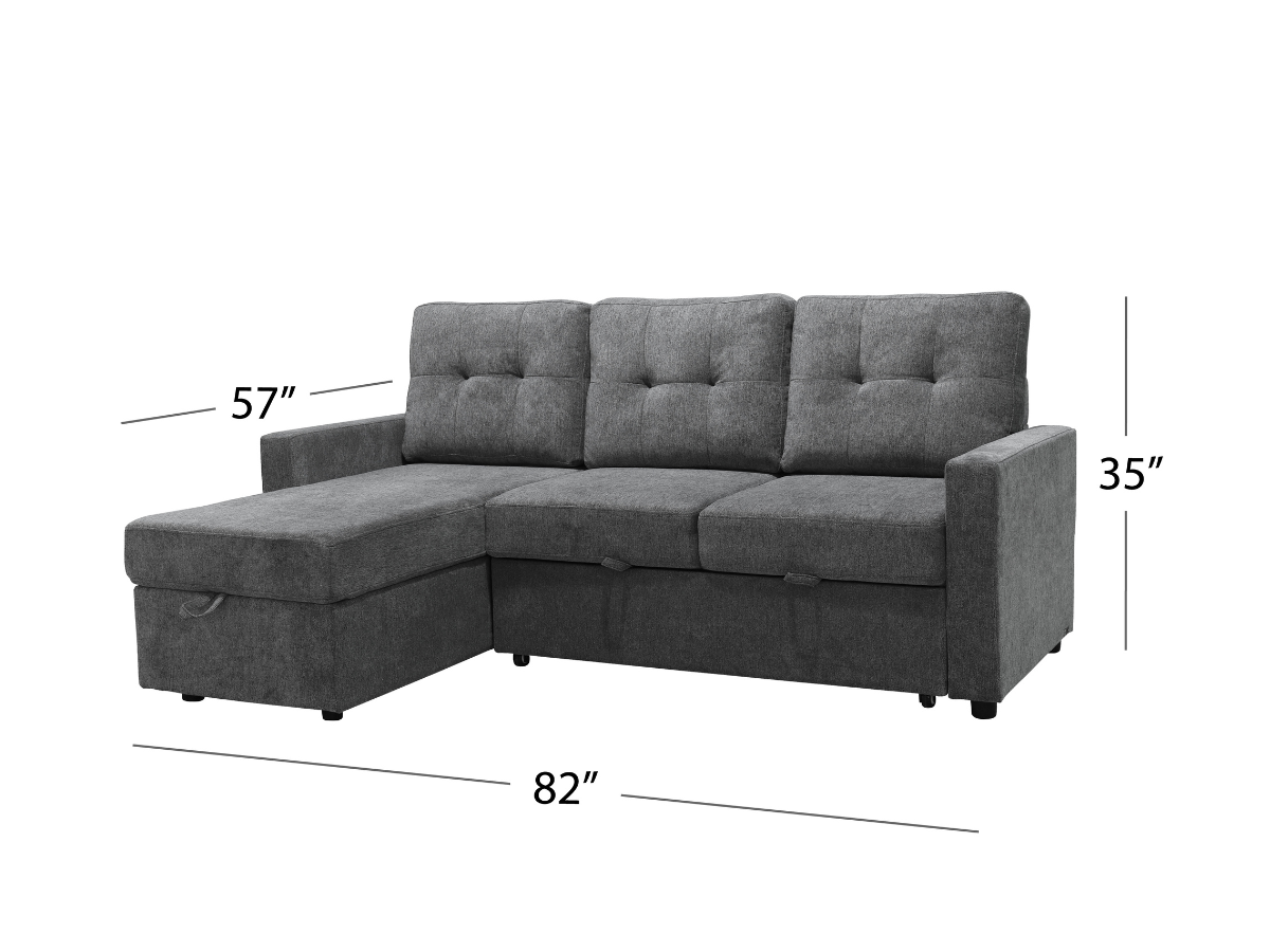 Kylie Storage Sofa Bed Reversible Sectional - Dark Gray