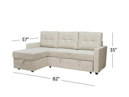 Kylie Storage Sofa Bed Reversible Sectional - Cream