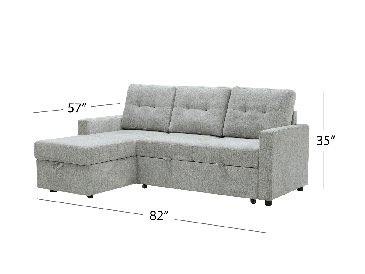 Kylie Storage Sofa Bed Reversible Sectional - Light Gray