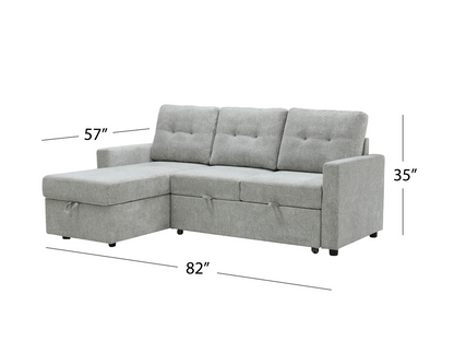 Kylie Storage Sofa Bed Reversible Sectional - Light Gray