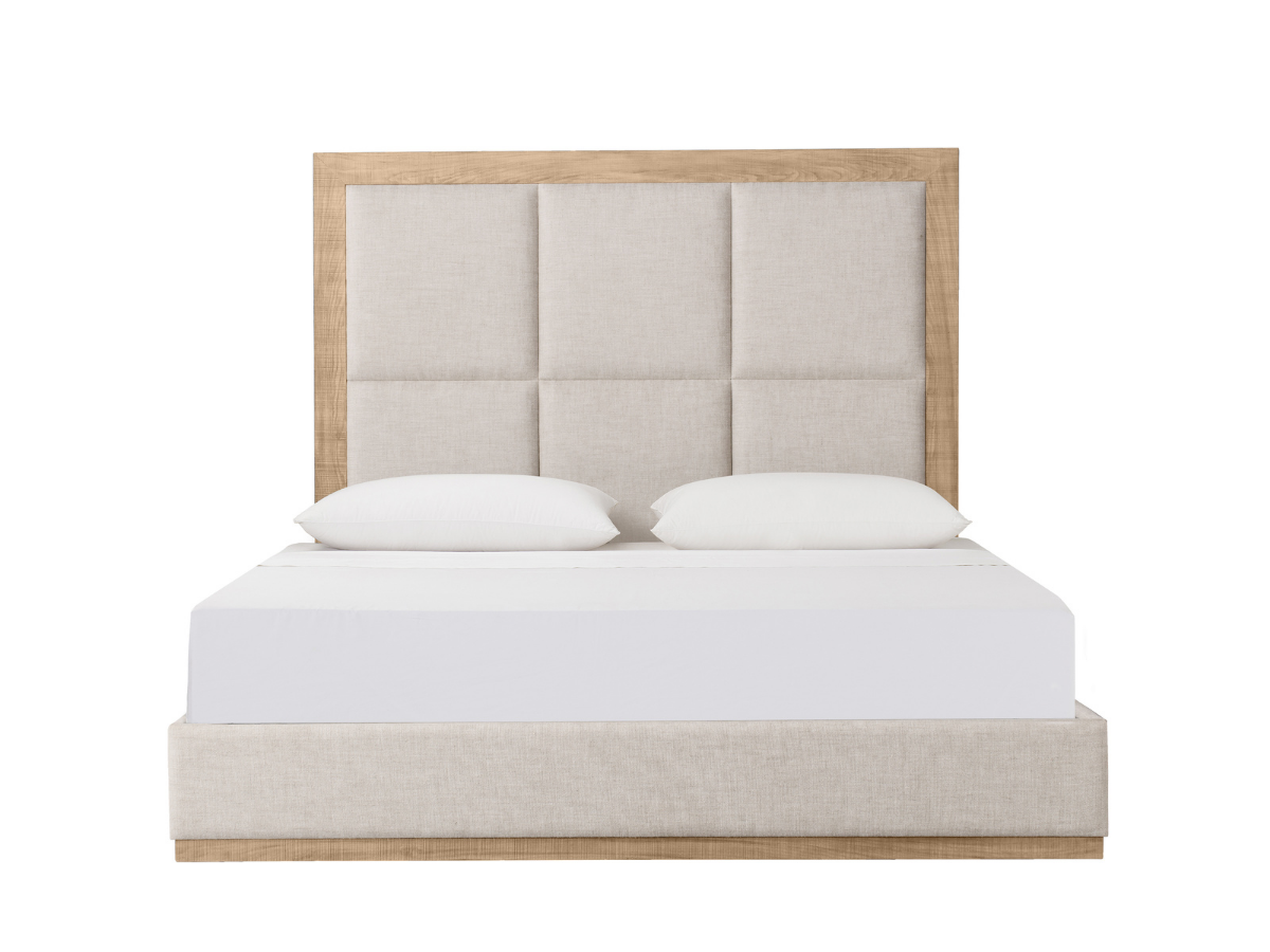 Bacara Modern Classic Wood Beige Upholstered Bed - Natural - King