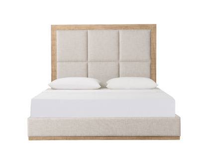 Bacara Modern Classic Wood Beige Upholstered Bed - Natural - King