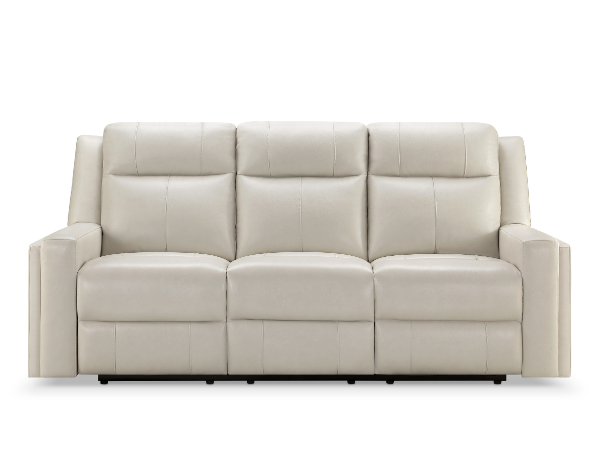 Rhodes Top-Grain Leather Manual Reclining Sofa - Ivory