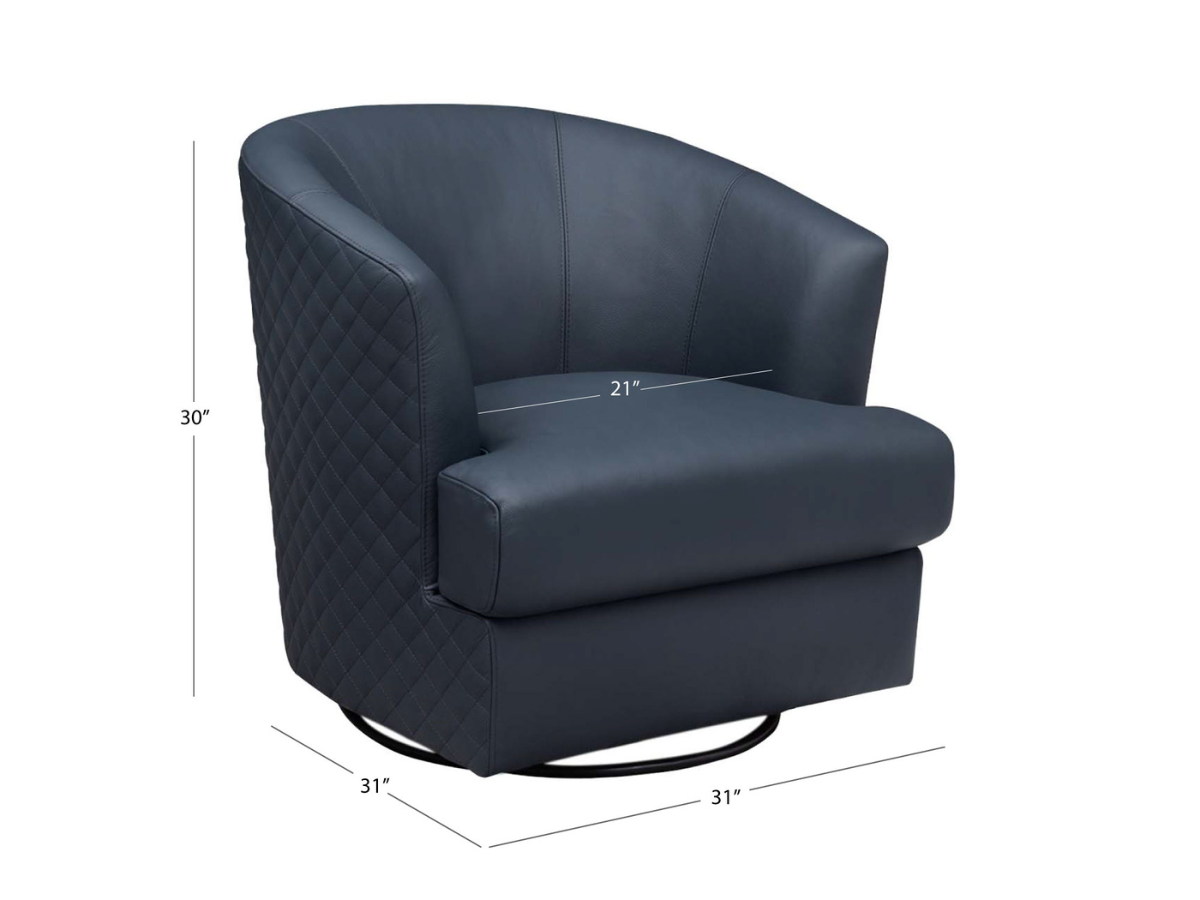 Belfield 100% Top Grain Leather Swivel Chair - Blue