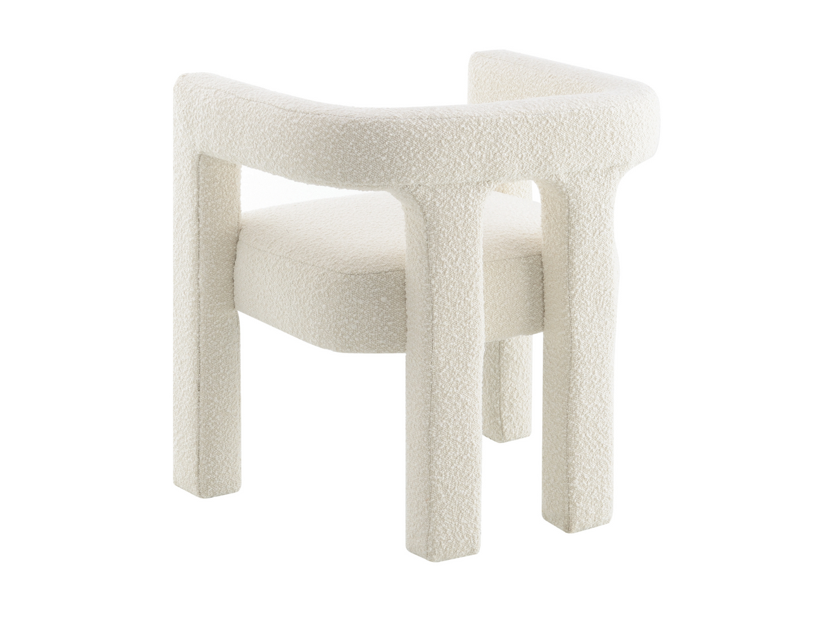 Mandy 5-pc Round Dining Set with Bouclé Chairs - Ivory