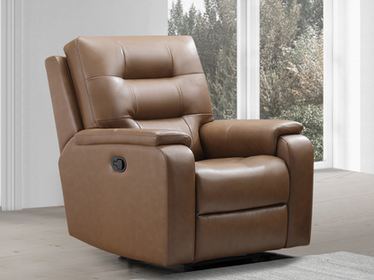 Waylen Top-Grain Leather Manual Recliner - Camel
