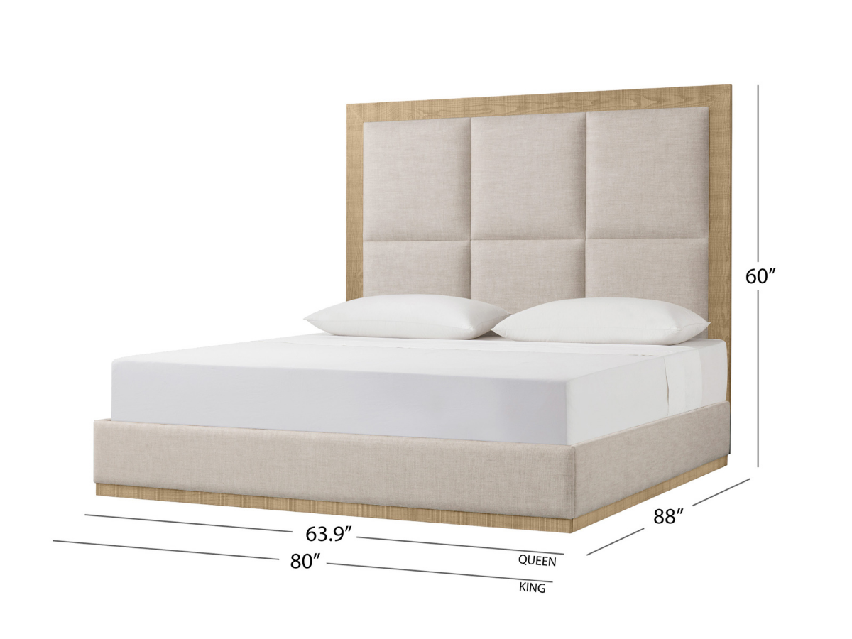 Bacara Modern Classic Wood Beige Upholstered Bed - Natural - King