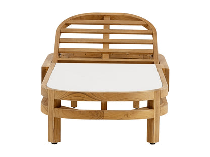 Santino® Outdoor Chaise Lounger - White Fabric with Teak Frame