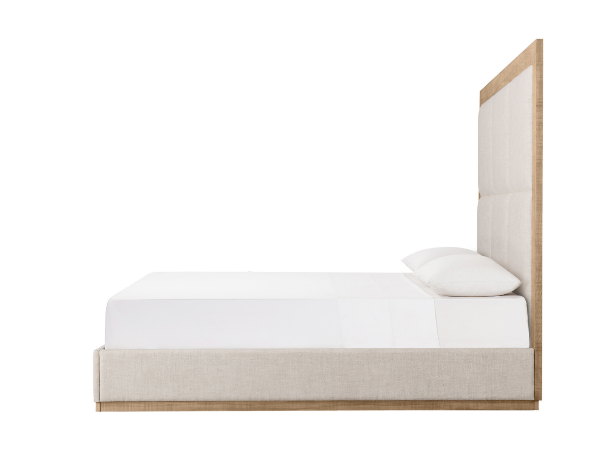 Bacara Modern Classic Wood Beige Upholstered Bed - Natural - King