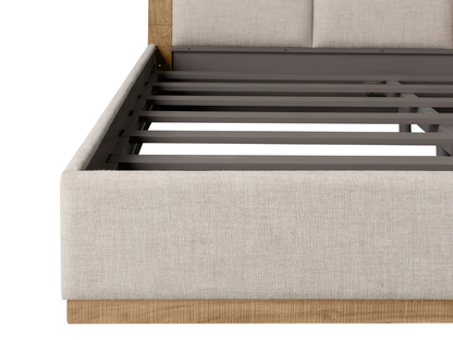 Bacara Modern Classic Wood Beige Upholstered Bed - Natural - King
