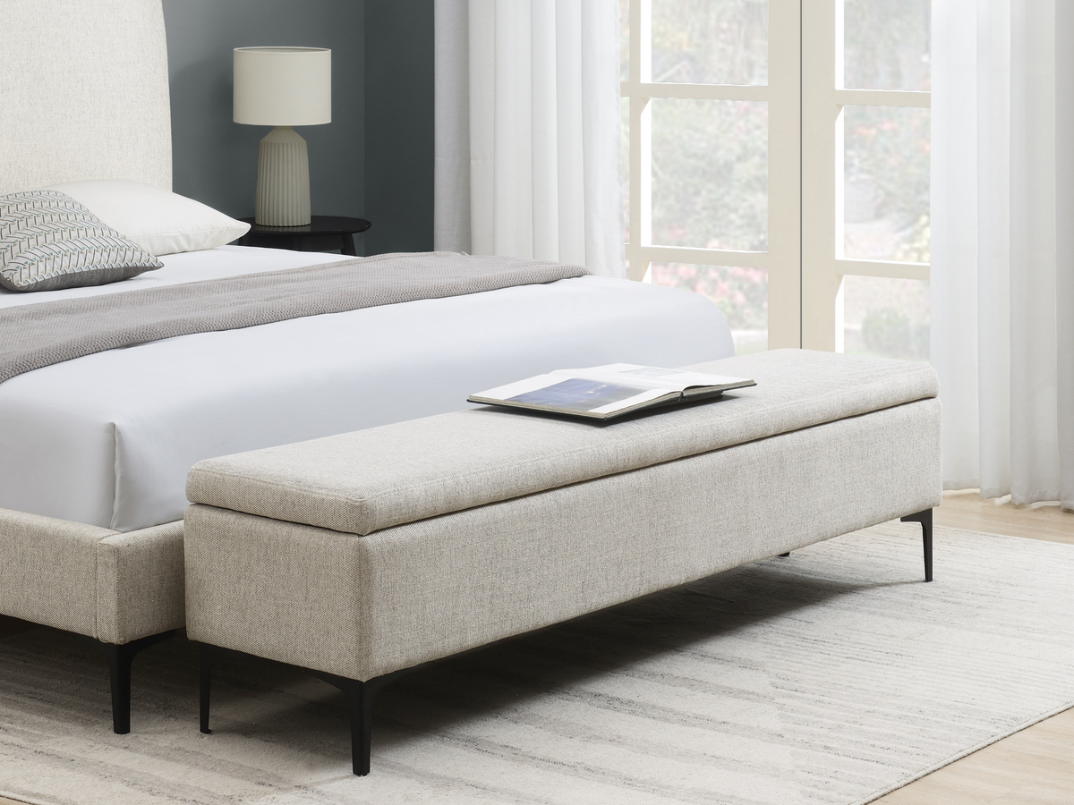 Evella Upholstered Storage Bench - Cream - King