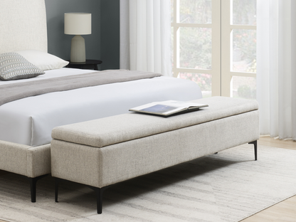 Evella Upholstered Storage Bench - Cream - King