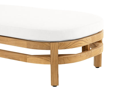 Santino® Outdoor Chaise Lounger - White Fabric with Teak Frame