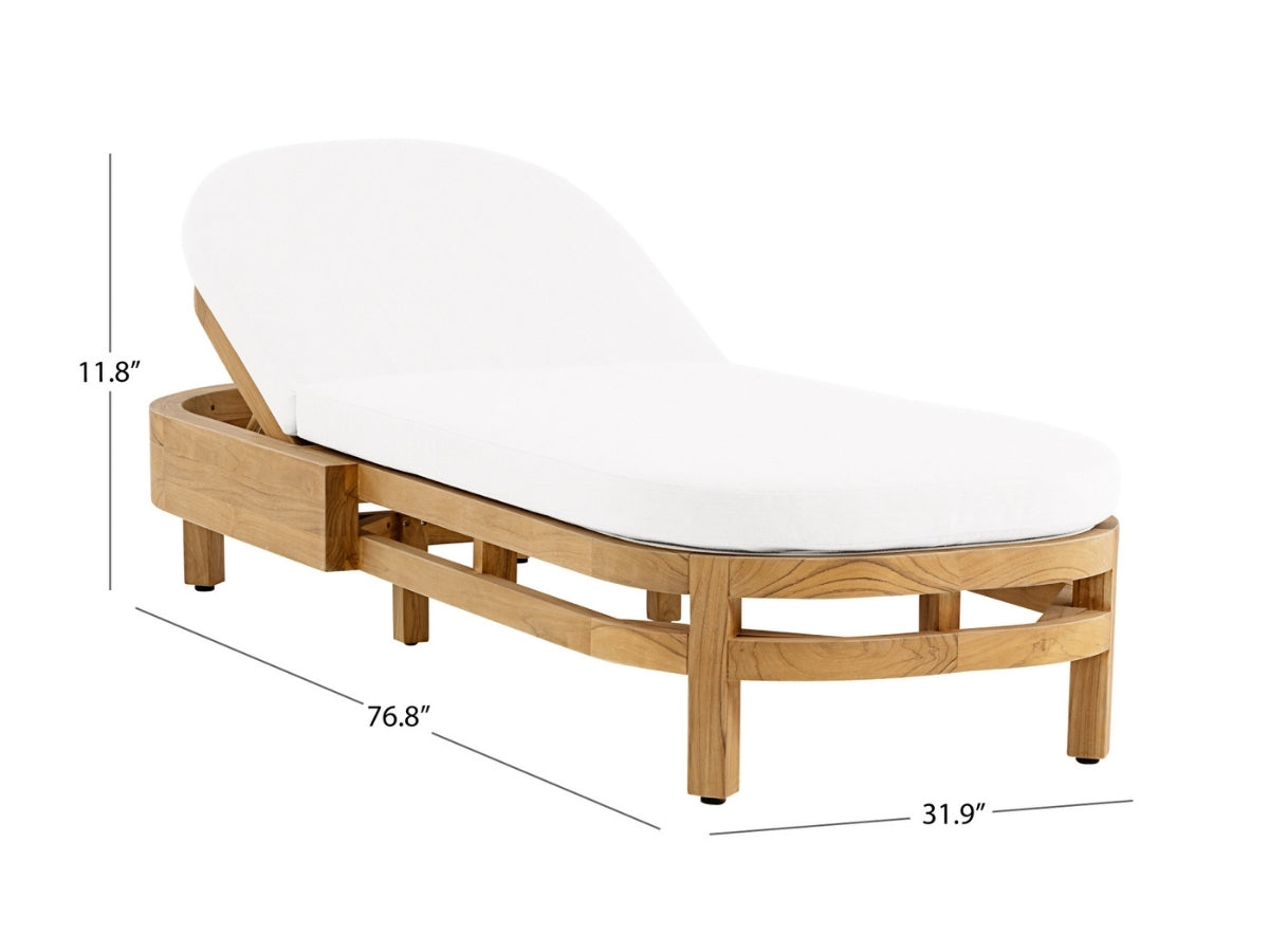 Santino® Outdoor Chaise Lounger - White Fabric with Teak Frame