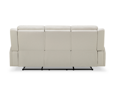 Rhodes Top-Grain Leather Manual Reclining Sofa - Ivory