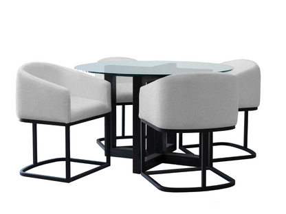 Atlas 5-pc Contemporary Dining Collection with Metal Base Chairs - Gray