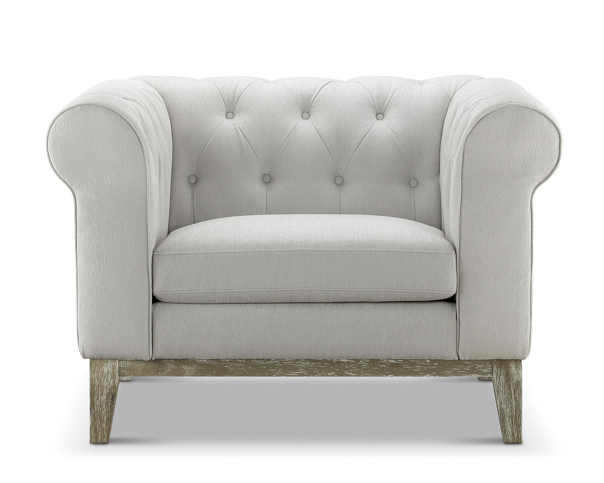 Gwen Stain Resistant Fabric Chesterfield Chair - Light Gray