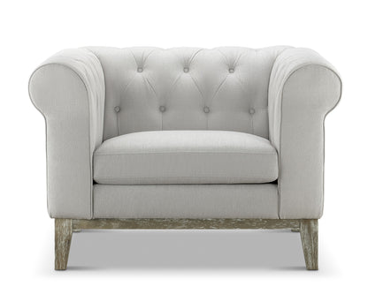 Gwen Stain Resistant Fabric Chesterfield Chair - Light Gray