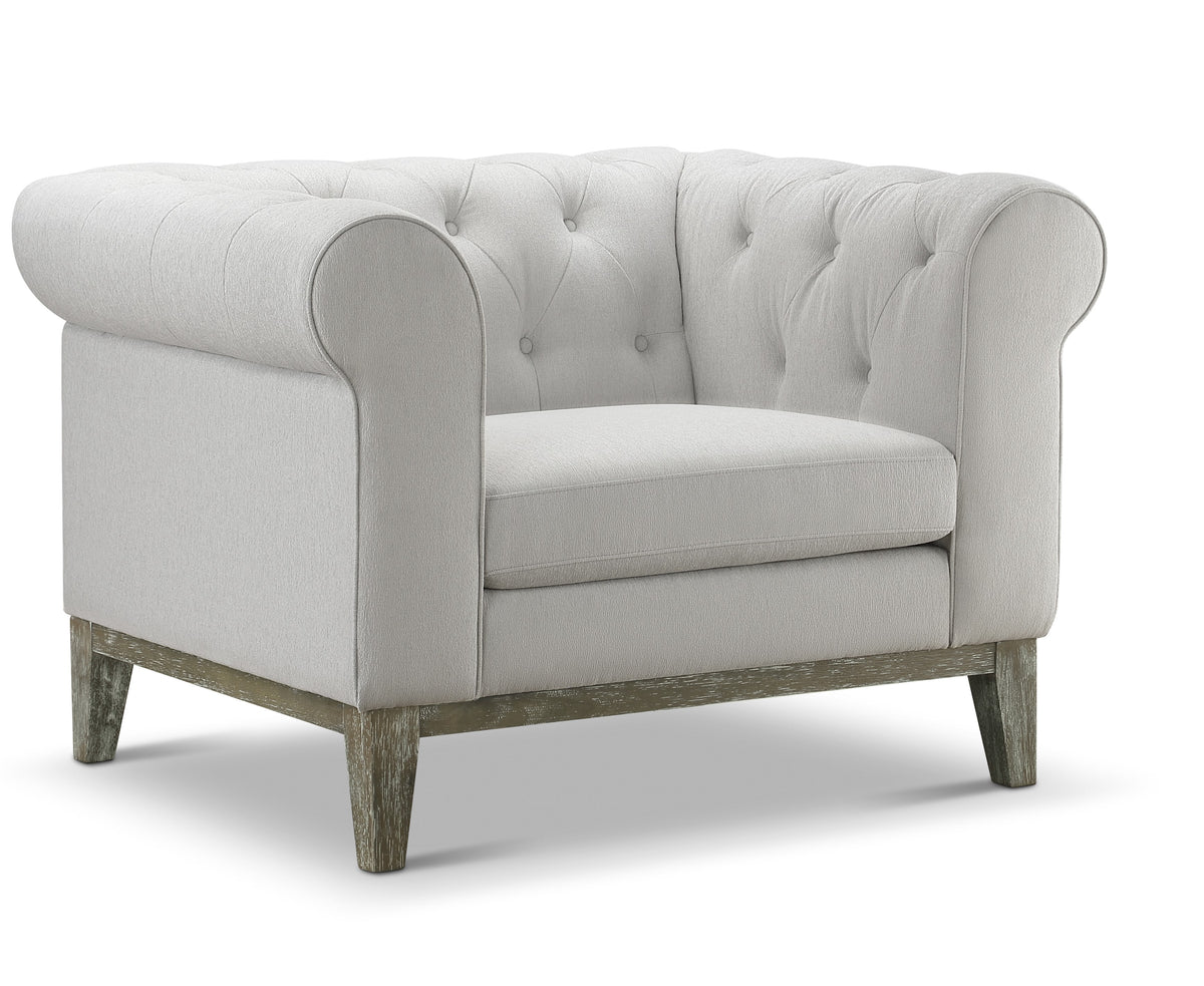Gwen Stain Resistant Fabric Chesterfield Chair - Light Gray