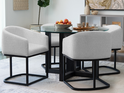 Atlas 5-pc Contemporary Dining Collection with Metal Base Chairs - Gray