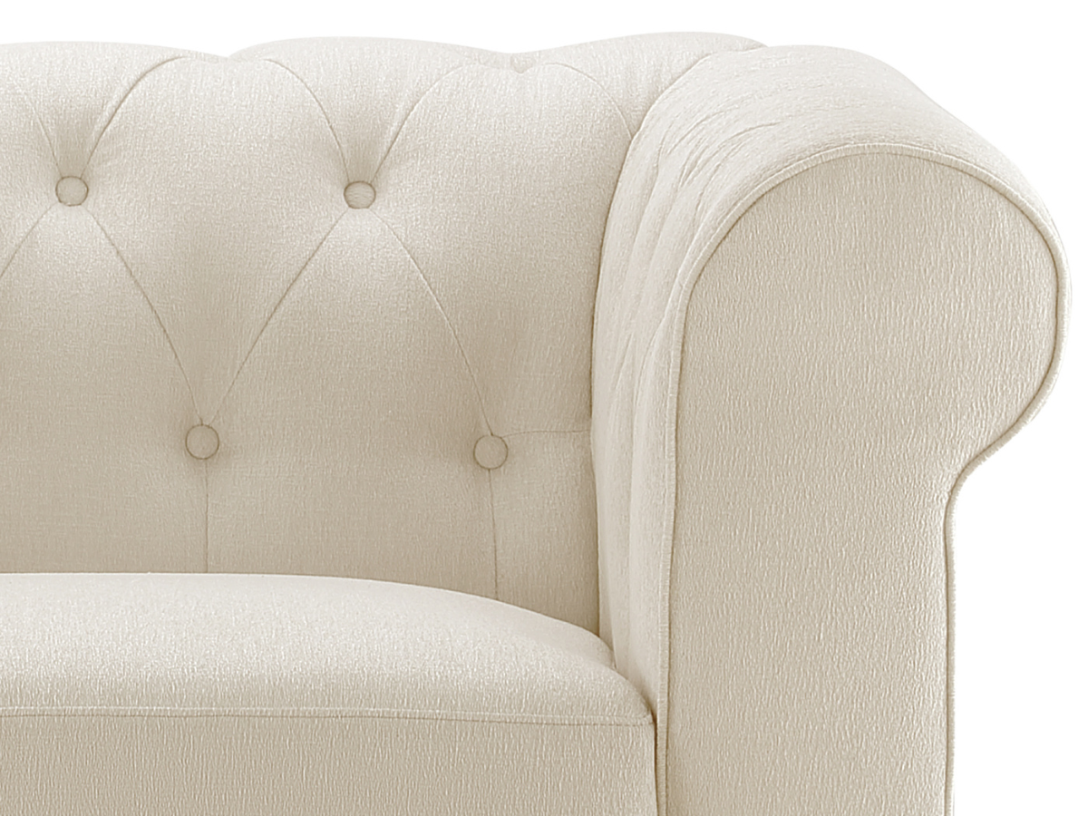 Gwen Stain Resistant Fabric Chesterfield Chair - Ivory