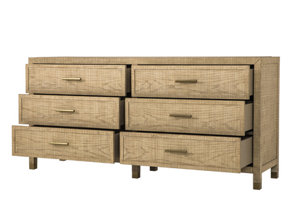 Bacara Modern Classic Wood Brushed 6-Drawer Dresser 72' - Natural