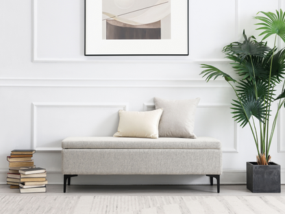 Evella Upholstered Storage Bench - Cream - Queen