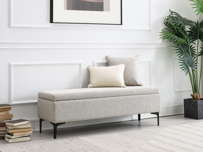 Evella Upholstered Storage Bench - Cream - Queen
