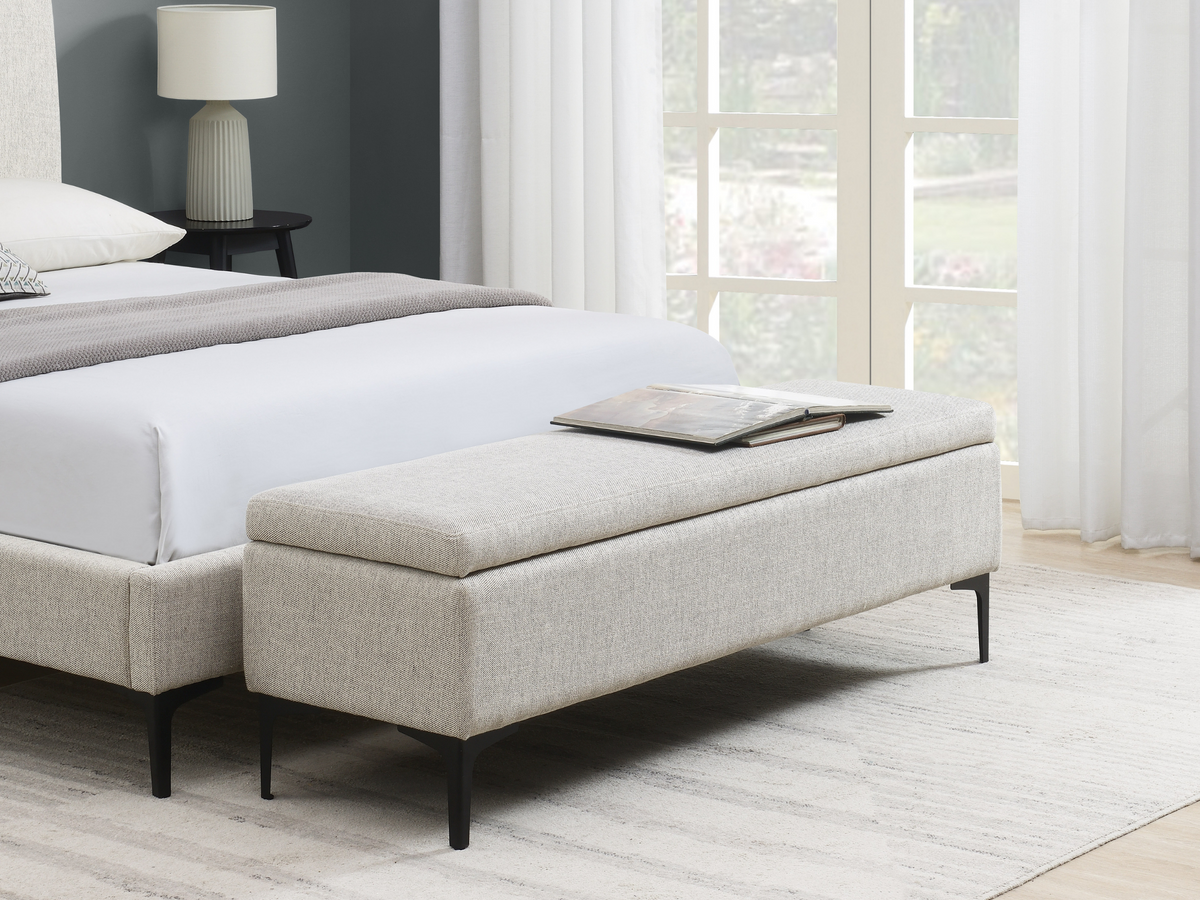 Evella Upholstered Storage Bench - Cream - Queen
