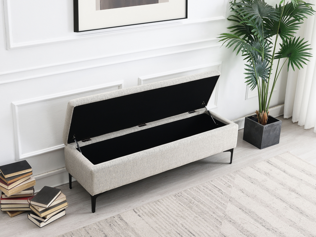 Evella Upholstered Storage Bench - Cream - Queen