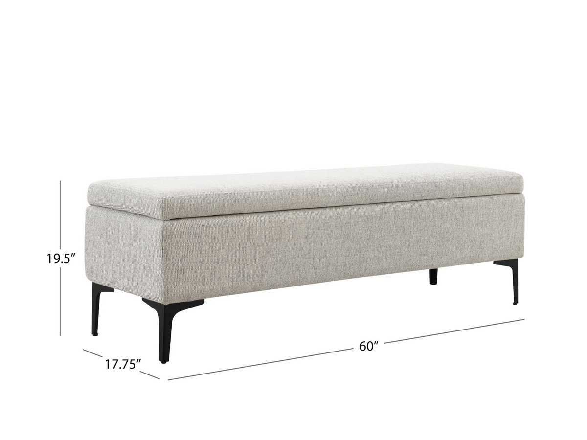Evella Upholstered Storage Bench - Cream - Queen