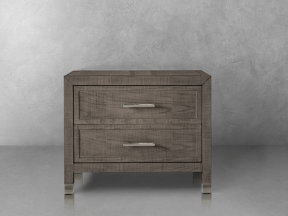 Bacara Modern Classic Wood Brushed 2 Drawer Nightstand - Gray