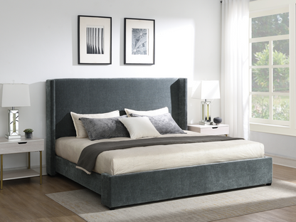 Lennon Upholstered Bed - Charcoal - Queen
