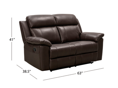Braylen Top Grain Leather Reclining Loveseat - Brown