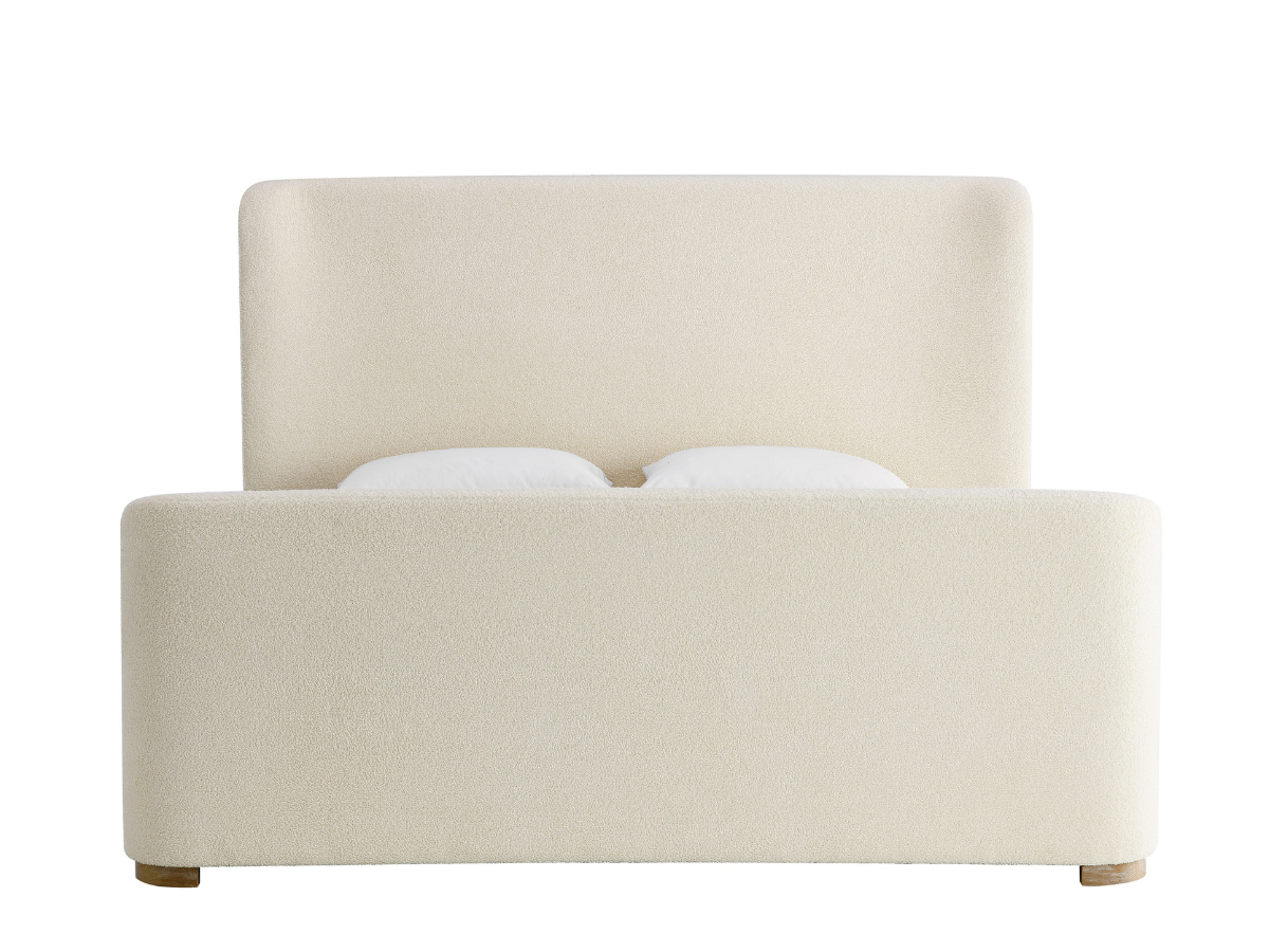 Luciano Bouclé Fabric Sleigh Bed - Queen - Ivory