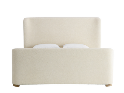 Luciano Bouclé Fabric Sleigh Bed - Queen - Ivory