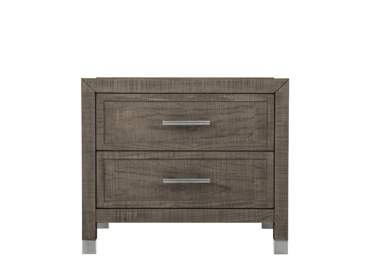 Bacara Modern Classic Wood Brushed 2 Drawer Nightstand - Gray