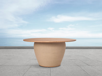 Bali Outdoor Teak and Rope Round Dining Table