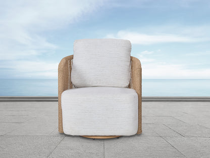 Bali Outdoor Teak and Rope Swivel Chair